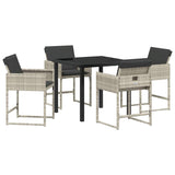 Garden Dining Set with Cushion 5 pcs Light Grey Poly Rattan 3380024