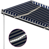 Manual Retractable Awning with LED 300x250 cm Blue and White 3069701