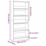 Bookcase Brown Oak 80x24x176 cm Engineered Wood 857859