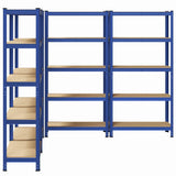 5-Layer Storage Shelves 4 pcs Blue Steel&Engineered Wood 3307593