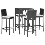 5 Piece Garden Bar Set with Cushions Black Poly Rattan 3203918