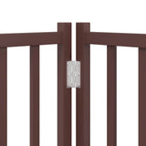 Dog Gate with Door Foldable 8 Panels Brown 640 cm Poplar Wood 3155746