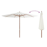 44527 Outdoor Parasol with Wooden Pole 350 cm Sand White
