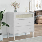 Drawer Cabinet SENJA Rattan Look White 80x40x80 cm Solid Wood Pine 358023