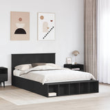 Bed Frame with Shelf Manual Black 150 x 200 cm Engineered Wood 3408355