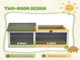 Wooden Tortoise House, Small Pet Reptile Shelter, with Hide Den and Run - Grey T3398P376104