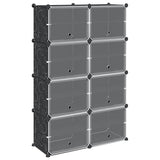 Storage Cube Organiser with 8 Cubes and Doors Black PP 4019579