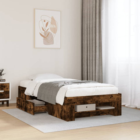 Bed Frame without Mattress Smoked Oak 90x200 cm Engineered Wood 3295496