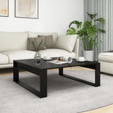Coffee Table Black Engineered Wood Coffee Table Square Modern 808631