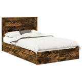 Storage Bed with Drawer Smoked Oak 120 x 190 cm Engineered Wood 3410257