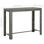 Garden Bar Table Grey 140.5x60.5x110.5 cm Poly Rattan 45878