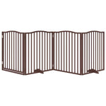 Dog Gate with Door Foldable 4 Panels Brown Oak 320 cm Poplar Wood 352235