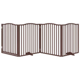 Dog Gate with Door Foldable 4 Panels Brown Oak 320 cm Poplar Wood 352235
