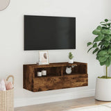 TV Wall Cabinet Smoked Oak 80x30x30 cm Engineered Wood 836876