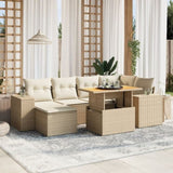7 Piece Garden Sofa Set with Cushions Beige Poly Rattan 3272738