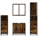 4 Piece Bathroom Furniture Set Smoked Oak Engineered Wood 3301247