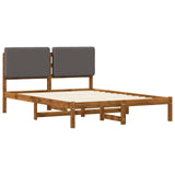 Bed Frame with Upholstered Headboard Natural and Light Grey 903981