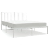 Metal Bed Frame without Mattress with Headboard White 140x190cm 350931