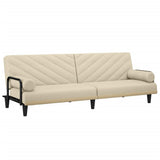 Sofa Bed with Armrests Cream Fabric 351934