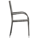 Dining Set Grey Solid Acacia wood, PE rattan, Powder-coated steel 3067691