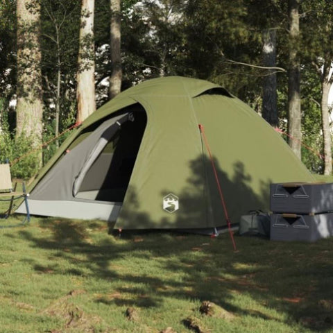 ZNTS Camping Tent Dome 3-Person Olive Green Waterproof 4009615