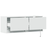 TV Wall Cabinet with LED Lights White 100x31x35 cm 852362