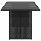 Garden Table with Glass Top Black 190x80x74 cm Poly Rattan 365304