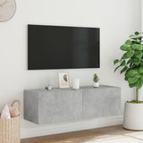 TV Wall Cabinet with LED Lights Concrete Grey 100x35x31 cm 837298