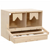 Chicken Laying Nest 2 Compartments 63x40x45 cm Solid Pine Wood 170652