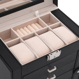 Jewellery Box 5-Layer with Mirror Lockable Black 4103563