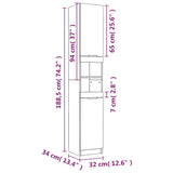 Bathroom Cabinet Black 32x34x188.5 cm Engineered Wood 811323