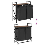 Laundry Basket 2 Compartments with Shelf Brown Oak 859069