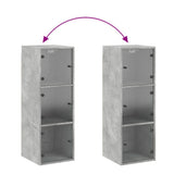 Wall Cabinet with Glass Doors Concrete Grey 35x37x100 cm 836486