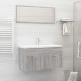 2 Piece Bathroom Furniture Set Grey Sonoma Engineered Wood 826624
