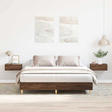Bed Frame Brown Oak Engineered wood, Solid Eucalyptus wood Double 3328723