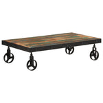 Coffee Table with Wheels Solid Reclaimed Wood 100x55x26 cm 371684