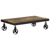 Coffee Table with Wheels Solid Reclaimed Wood 100x55x26 cm 371684