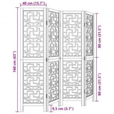 Room Divider 4 Panels Brown Solid Wood Paulownia 358865