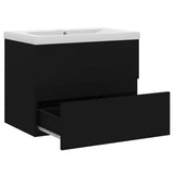 Sink Cabinet with Built-in Basin Black Engineered Wood 3071541