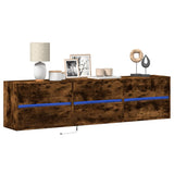 TV Wall Cabinet with LED Smoked Oak 180x31x45 cm 3307937