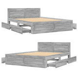 Bed Frame with Headboard without Mattress Grey Sonoma 120x190 cm Small Double 3295609