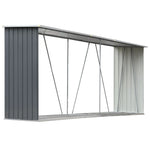 ZNTS Garden Log Storage Shed Galvanised Steel 330x84x152 cm Grey 44859