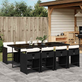 Garden Dining Set Black PE Rattan 8-seater Foldable 3211098