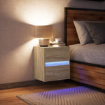 ZNTS Wall-mounted Bedside Cabinet with LED Lights Sonoma Oak 3307965