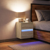 ZNTS Wall-mounted Bedside Cabinet with LED Lights Sonoma Oak 3307965