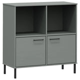 Bookcase with Metal Legs Grey 90x35x90.5 cm Solid Wood OSLO 351016