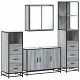 ZNTS 4 Piece Bathroom Furniture Set Grey Sonoma Engineered Wood 3301253