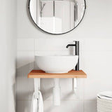 Basin Shelf Wall Mounted Steel and Solid Wood Beech 3302426