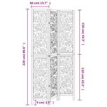 Room Divider 3 Panels White Solid Wood Paulownia 358736