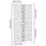 Room Divider 3 Panels White Solid Wood Paulownia 358736